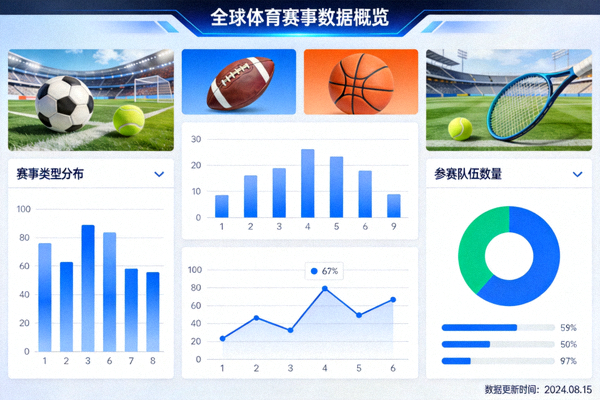 全球体育赛事数据展示界面 - 屏幕上显示着各种比赛数据和统计图表